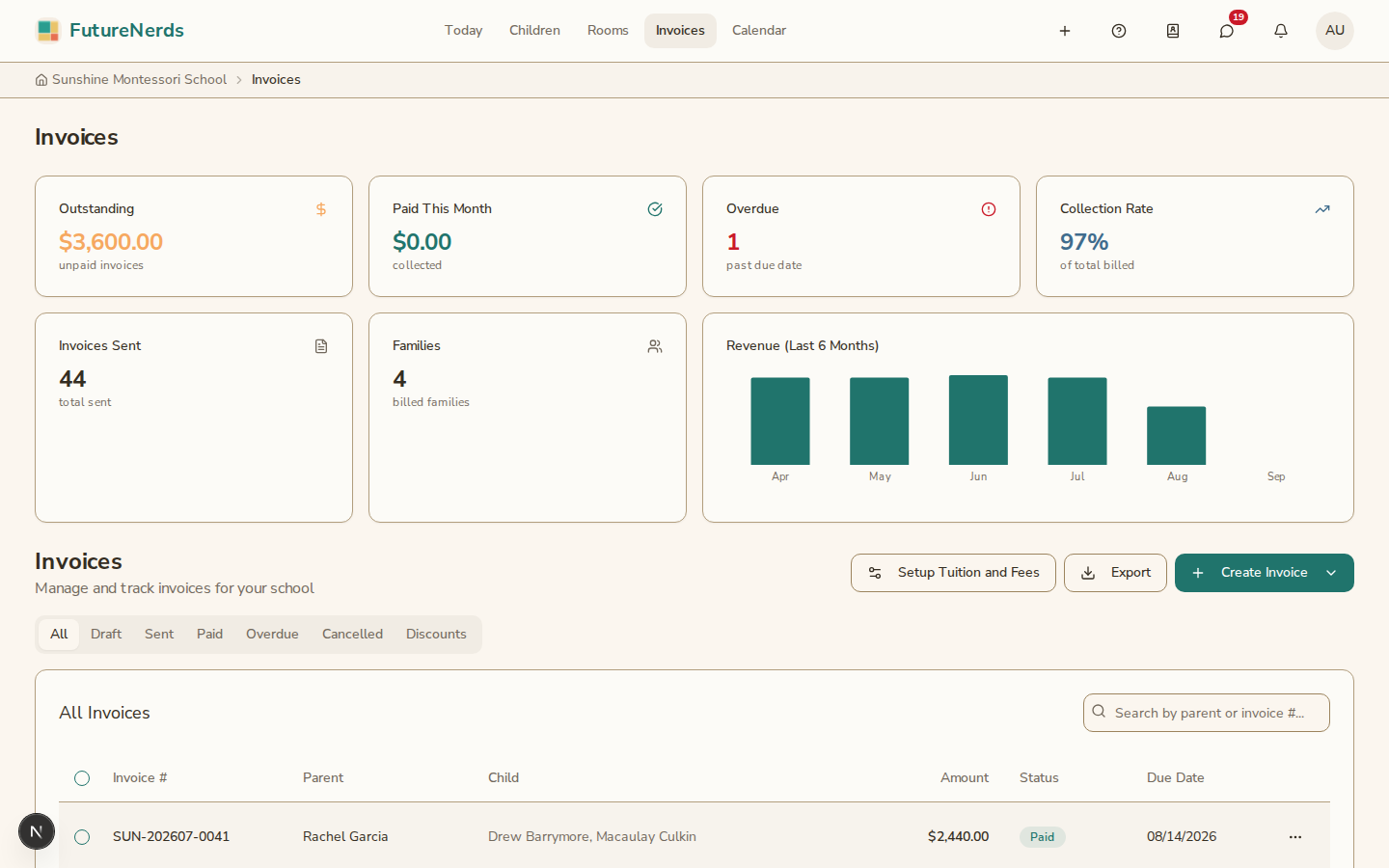 Invoices page