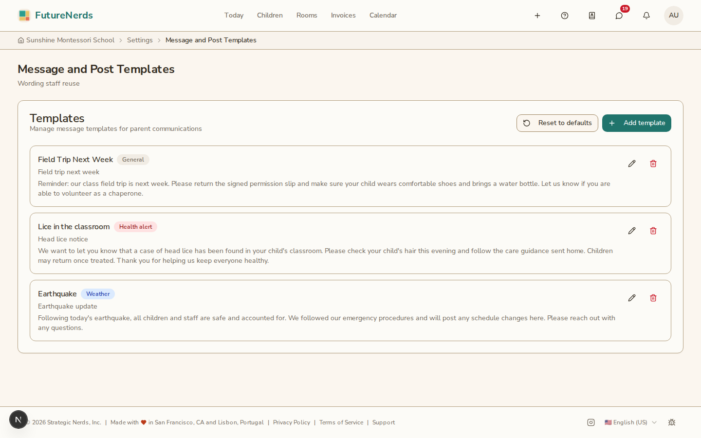 Message and Post Templates