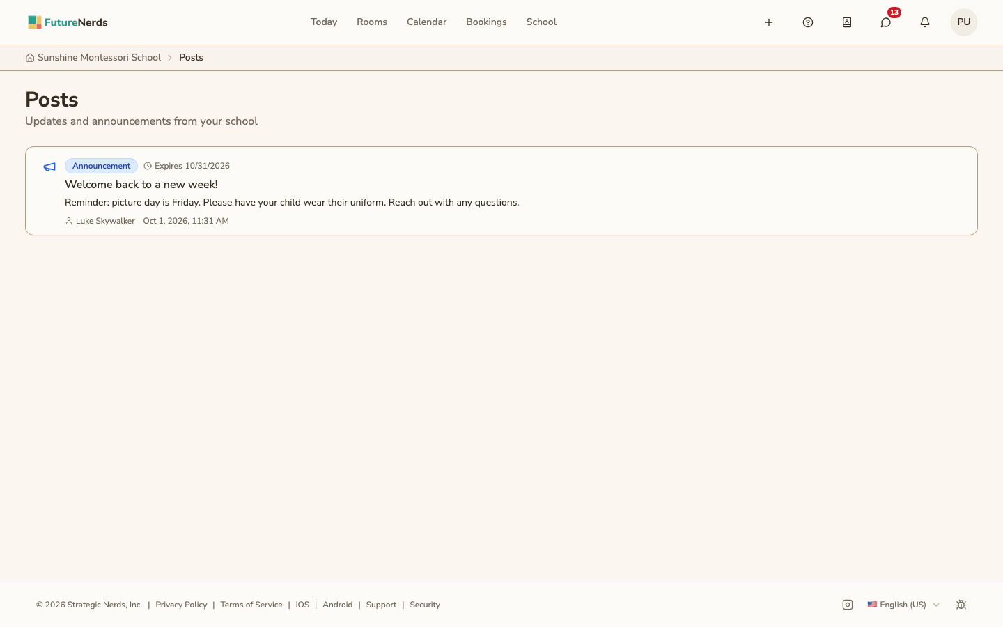 Posts page